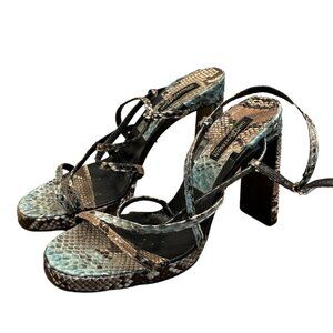 David Ackerman Paris Vintage Strappy Snakeskin Heels (Size 39.5)